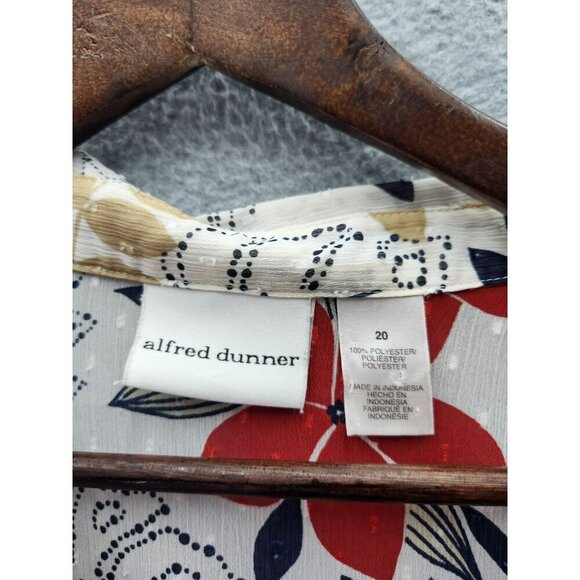 Alfred Dunner Womens Floral Print Button-Up Top Size 20 Lightweight Polyester - Picture 2 of 5